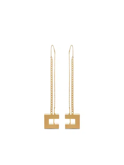 Elisabetta Franchi Pendant-logo Earrings In Gold