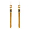 Elisabetta Franchi Geometric Pendant Earrings Tassel Accents In Gold