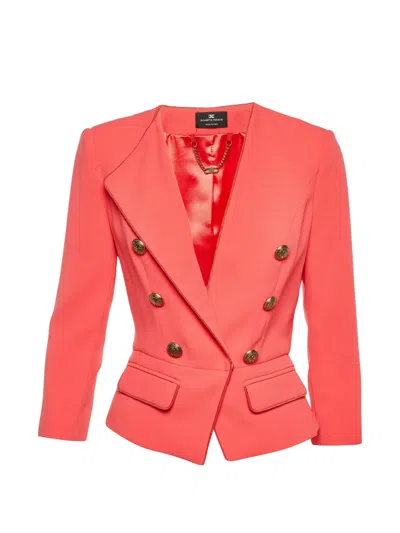 Pre-owned Elisabetta Franchi Peplum-hem Jacket In Pink
