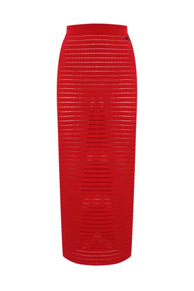 ELISABETTA FRANCHI PERFORATED KNIT SKIRT