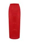 Elisabetta Franchi Perforated Knit Skirt In Red