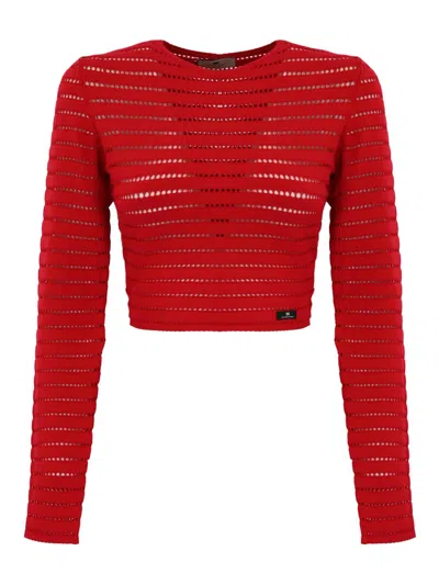 ELISABETTA FRANCHI PERFORATED KNIT TOP