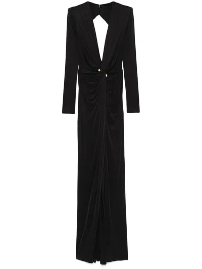 Elisabetta Franchi Piercing-detail Jersey Gown In Black