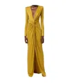 Elisabetta Franchi Piercing-detail Jersey Gown In Brown