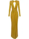 Elisabetta Franchi Piercing-detail Jersey Gown In Gelb