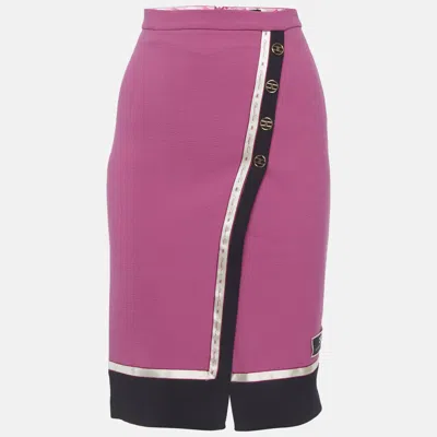 Pre-owned Elisabetta Franchi Pink Crepe Pencil Skirt S