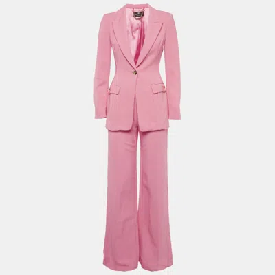 Pre-owned Elisabetta Franchi Pink Crepe Tailored Suit S