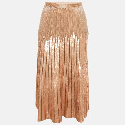 Pre-owned Elisabetta Franchi Pink Embellished Crepe Midi Skirt M