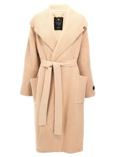 ELISABETTA FRANCHI PINK FUR-EFFECT COAT
