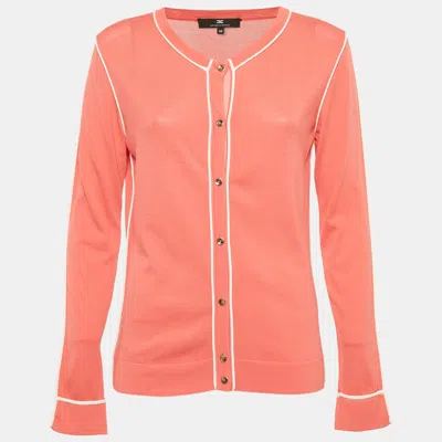 Elisabetta Franchi Pink Knit Cardigan In Multi