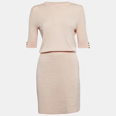Pre-owned Elisabetta Franchi Pink Knit Short Dress M