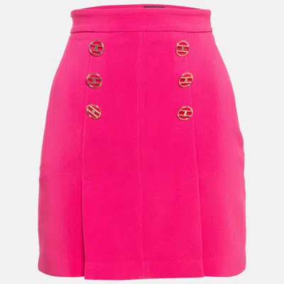 Elisabetta Franchi Pink Logo Embellished Mini Skirt