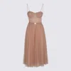 Elisabetta Franchi Midi Dress With Lace And Spaghetti Straps In Pink