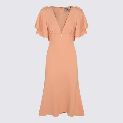 Elisabetta Franchi Pink Rose Dress In Peach Rose
