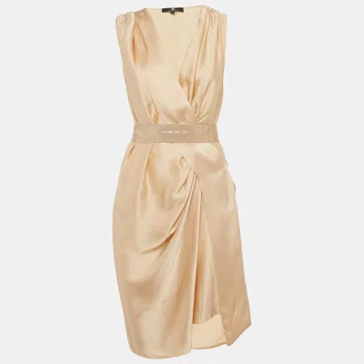 Pre-owned Elisabetta Franchi Pink Satin Belted Short Dress M