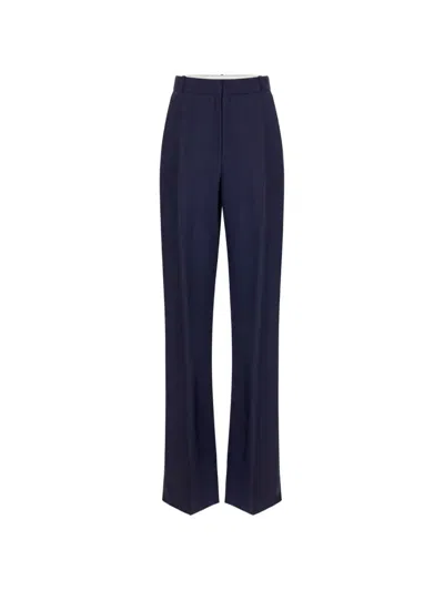 Elisabetta Franchi Pinstriped Trousers In Cool Wool Fabric In Blue