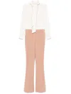 Elisabetta Franchi Piped Jumpsuit In Neutrals