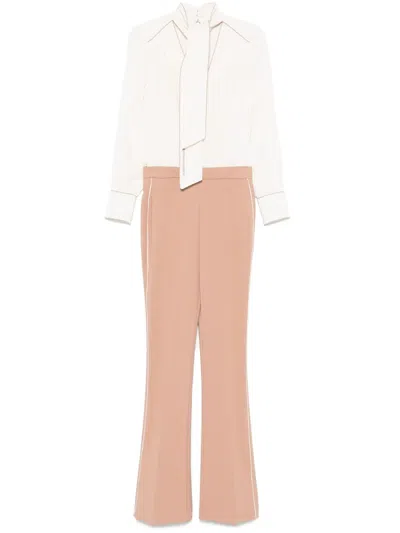 Elisabetta Franchi Piped Jumpsuit In Neutrals