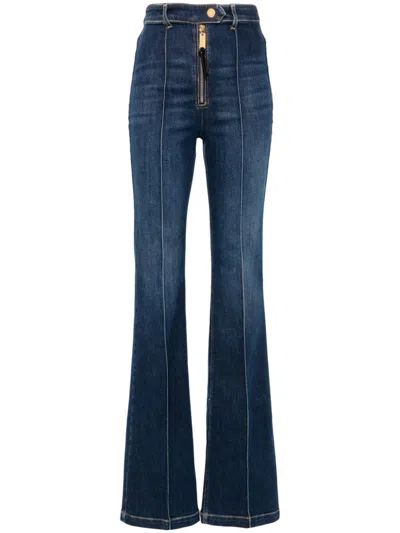 Elisabetta Franchi Piped-trim Jeans In Blue Denim