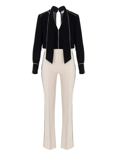 Elisabetta Franchi Piping-detail Flared Jumpsuit In Multi