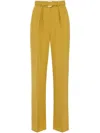 Elisabetta Franchi Pistachio Pleated Pants With Belt In Yellow