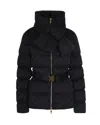 Elisabetta Franchi Piumino In Tessuto Vela Jacquard Con Cintura Nero In Black