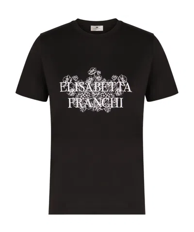 ELISABETTA FRANCHI ELISABETTA FRANCHI PRINT AND EMBROIDERY JERSEY T-SHIRT