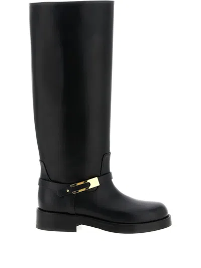 Elisabetta Franchi Plaque Strap Boots In Black