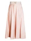Elisabetta Franchi Skirt In Voile Fabric With Belt In Animal Print