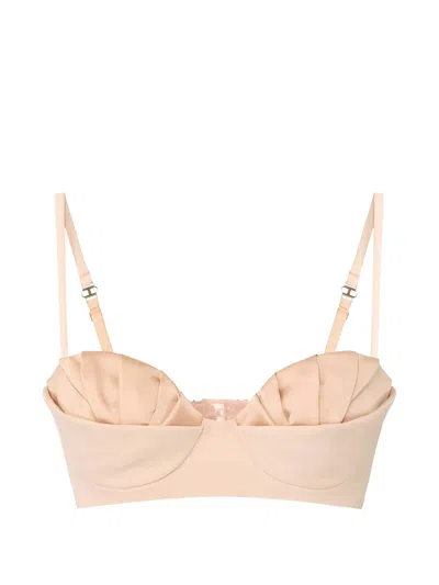 Elisabetta Franchi Pleated Bra In Neutral