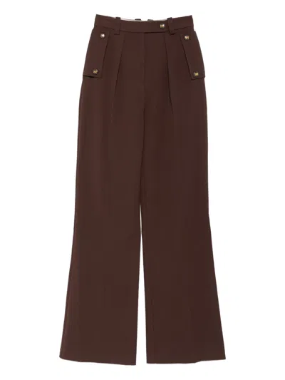 Elisabetta Franchi Pleated Button-detailed Trousers In Brown