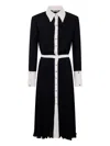 Elisabetta Franchi Pleated Buttoned Midi Dress In Blue