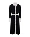 Elisabetta Franchi Pleated Buttoned Midi Dress In Black