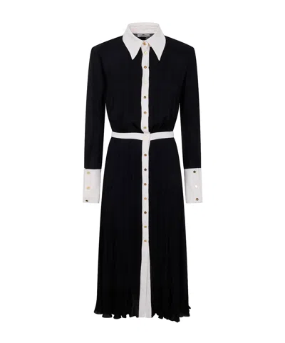 ELISABETTA FRANCHI PLEATED BUTTONED MIDI DRESS