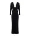 Elisabetta Franchi Chain Detail Pleated Dress With Ruched V-neckline In Black
