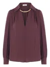 Elisabetta Franchi Logo Metal Detail Collar Shirt In Brown