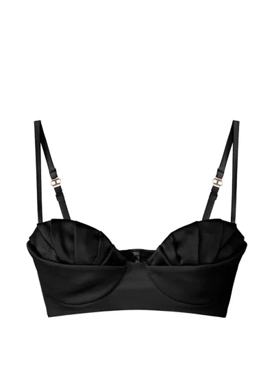 Elisabetta Franchi Pleated Crepe Bra In Black