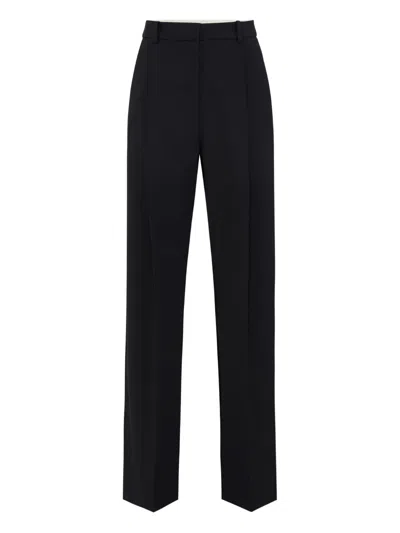 Elisabetta Franchi Pleated Crepe Trousers In Black