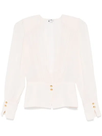 Elisabetta Franchi Pleated-detail Blouse In Neutrals