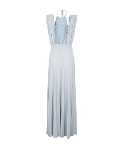 ELISABETTA FRANCHI BELTED LUREX MAXI DRESS