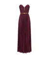 Elisabetta Franchi Pleated Lurex Jersey Red Carpet Dress With Belt In Red
