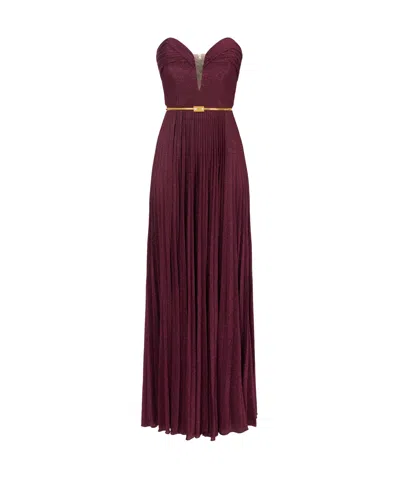 ELISABETTA FRANCHI ELISABETTA FRANCHI PLEATED BELTED CARPET DRESS