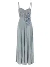 Elisabetta Franchi Pleated Dress Floral Embellishments