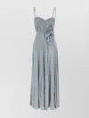 Elisabetta Franchi Pleated Dress Floral Embellishments
