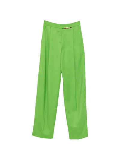 Elisabetta Franchi Pleated-front Tailored Trousers In Green