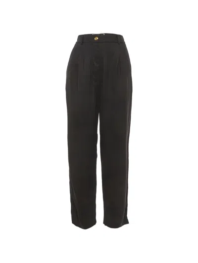 Pre-owned Elisabetta Franchi Pleated Gabardine Trousers In Black
