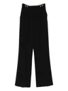 Elisabetta Franchi High Waist Pleated Wide Leg Trousers In Black