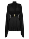 Elisabetta Franchi Dress In Lurex Jersey Fabric With Asymmetric Sleeves In Black