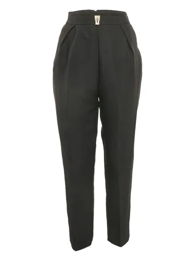 Pre-owned Elisabetta Franchi Pleated Lock-detail Trousers In Black