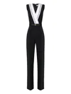 Elisabetta Franchi Pleated Logo Jumpsuit In Black